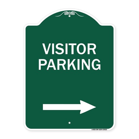 Signmission Reserved Parking Visitor Parking Arrow Pointing Right, Green & White Alum, 18" x 24", GW-1824-23023 A-DES-GW-1824-23023